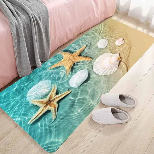 Miniatura 7 de LYFANS Alfombras de baño de espuma de esponja absorbente suave para baño y cocina (47 x 18 pulgadas), tapete de franela antideslizante brillante