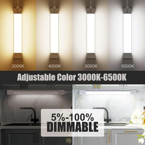Miniatura 4 de ONIDEK Luces para debajo del gabinete con enchufe. 3000K-6500K atenuación y color. con panel de control inalámbrico y control remoto. 15 W 1500 lm