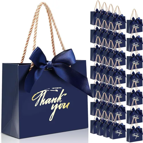 Miniatura 10 de Colarr 120 bolsas pequeñas de regalo de agradecimiento, mini bolsas para dulces con asas y cinta de lazo para bodas, cumpleaños, baby shower, Rosa