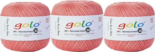 Miniatura 26 de Hilo de ganchillo golo para tejer a mano Tamaño 30, hilo para calados color Hibiscus-166 166-Hibiscu