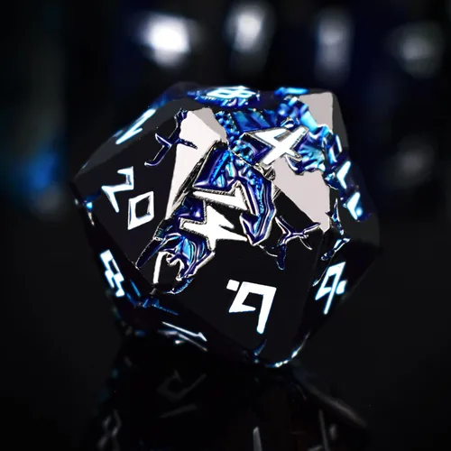 Miniatura 9 de Rule Dice Dados D&D de 7 Dados de Metal DND, Juego de Dados Metálicos Ponderados de Calabozos y Dragones, Juegos de Dados Poliédricos D y D Grandes