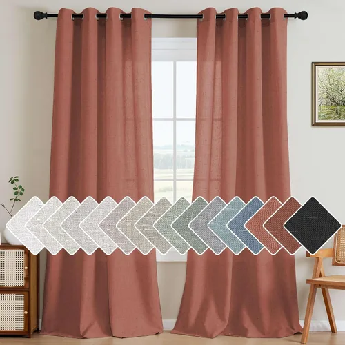 Miniatura 54 de H.VERSAILTEX Elegant - Cortinas texturizadas de lino natural mezclado con eficiencia energética, filtrado de luz, con ojales de níquel