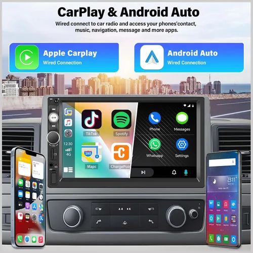 Miniatura 2 de UNITOPSCI Estéreo de auto de doble DIN con Apple CarPlay y Android Auto Bluetooth, pantalla táctil de 7 pulgadas, radio de auto de 2 DIN