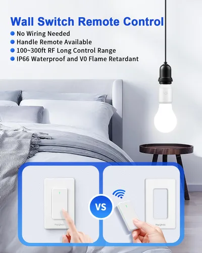 Miniatura 5 de Enchufe de luz de control remoto con WiFi (solo 2.4G), WiFi inteligente y Bluetooth y adaptador de bombilla RF433 E26 E27 e interruptor de pared