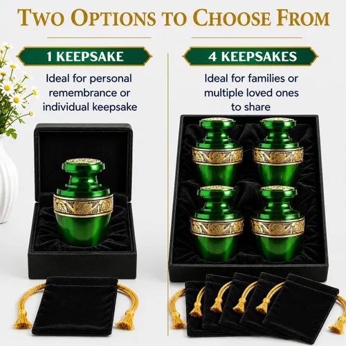 Miniatura 5 de Trupoint Memorials Urnas pequeñas de recuerdo para cenizas humanas, mini urna de cremación decorativa para hombres y mujeres adultos, pequeña Verde