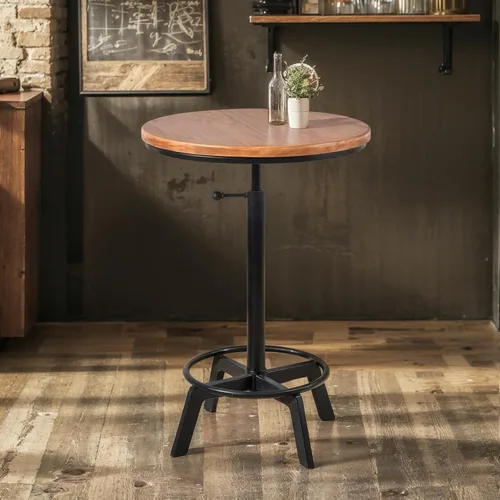 Miniatura 8 de LOKKHAN Mesa de bar giratoria ajustable de 30 a 35.4 pulgadas, mesa redonda de madera de 23.6 pulgadas de diámetro, cocina industrial rústica
