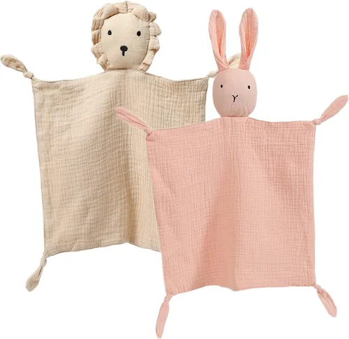 Miniatura 9 de insular Manta de conejo Lovey para niños y niñas, manta de seguridad de muselina de algodón orgánico para bebés, suave y transpirable, toalla Conejo