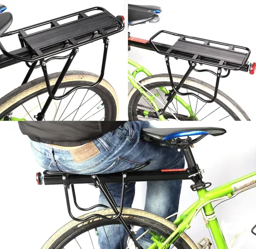 Miniatura 6 de HOMEE Portaequipajes trasero para bicicleta, marco de aleación de aluminio, universal, ajustable, equipo de ciclismo, portaequipajes