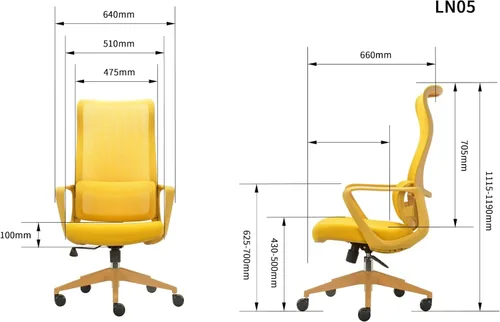 Miniatura 2 de Modern Executive Office Chair with Adjustable Height Lumbar Support 3D Armrests Ergonomic Curved Back Swivel Base Conference Room Task Chair Yellow