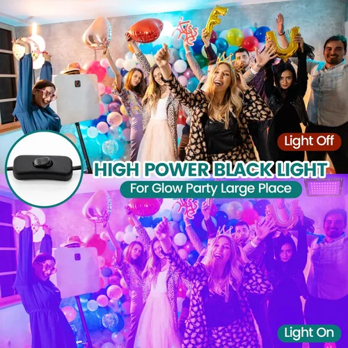 Miniatura 2 de Luces negras de 50 W para fiesta brillante, luz negra de alta potencia para iCreating de 395 nm, luz negra UV, reflector, luces negras moradas