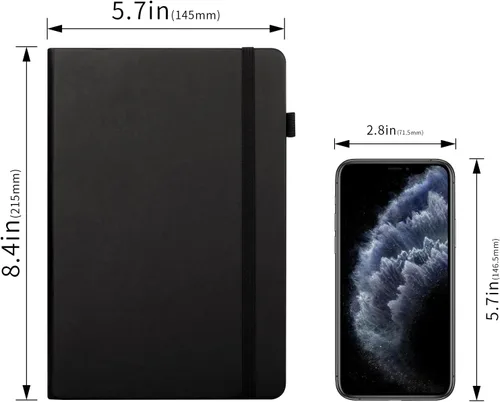 Miniatura 6 de Paquete de 5 cuadernos punteados con bucle para bolígrafo, cuaderno de tapa dura para el trabajo, papel grueso de alta calidad de 3.53 oz/m²