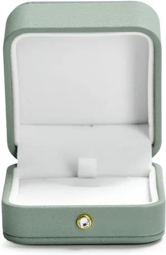 Miniatura 3 de Caja de regalo de joyería interior de terciopelo para collar colgante de cuero verde premium
