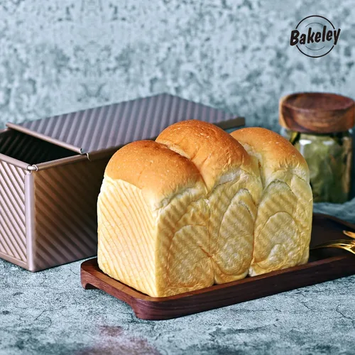 Miniatura 3 de Molde antiadherente para pan Pullman con tapa, 450g Rectángulo ondulado para hornear en el horno, capacidad para masa 21,1 x 12,2 x 10,9 cm