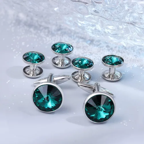 Miniatura 44 de HAWSON Gemelos para hombre con juego de tachuelas de camisa de 4/6 piezas, caja de regalo, joyería para hombre o accesorios para boda, fiesta