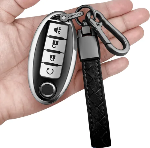 Miniatura 15 de Compatible con Nissan Funda para Llavero con Llavero de Cuero, Funda de Carcasa de Llave de TPU Suave Compatible con Llave Remota Inteligente
