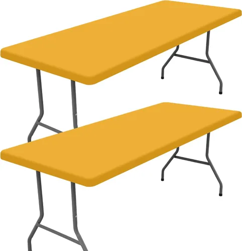 Miniatura 65 de Moosfor Paquete de 2 manteles rectangulares de elastano de 4 pies, elásticos y ajustables para pícnic, cubierta de mesa de patio elástica y lavable