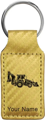 Miniatura 37 de LaserGram Llavero rectangular, retroexcavadora, grabado personalizado incluido