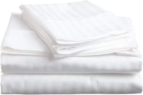 Miniatura 13 de Real juego de 3 sábanas bajeras y 2 fundas de almohada de algodón natural peinado de fibra larga, tejido de satén suave y sedoso, tamaño individual