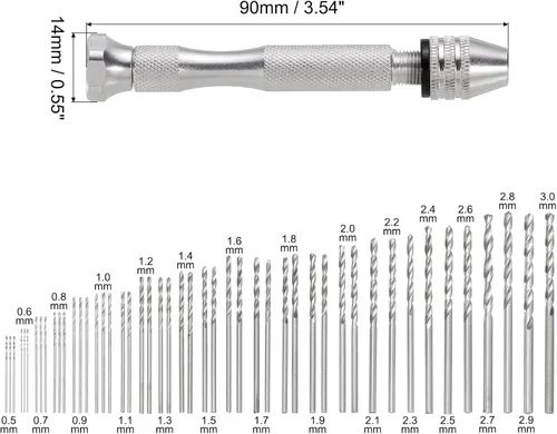 Miniatura 2 de uxcell Juego de 102 herramientas de taladro manual, 10 brocas de PCB de 0.012 in-0.047 in, 48 mini brocas helicoidales de 0.020 in-0.118 in