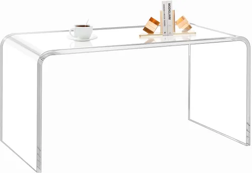 Miniatura 10 de Mesa auxiliar acrílica, mesa de centro iridiscente arcoíris con cubierta de mesa de PVC, muebles de acrílico transparente, mesita de noche redonda