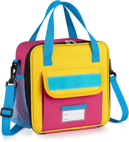 Miniatura 12 de REDSHELL Lonchera táctica para niños, bolsa de almuerzo aislada grande para niñas, lonchera cuadrada para niños, lonchera cuadrada para niños, Rosa