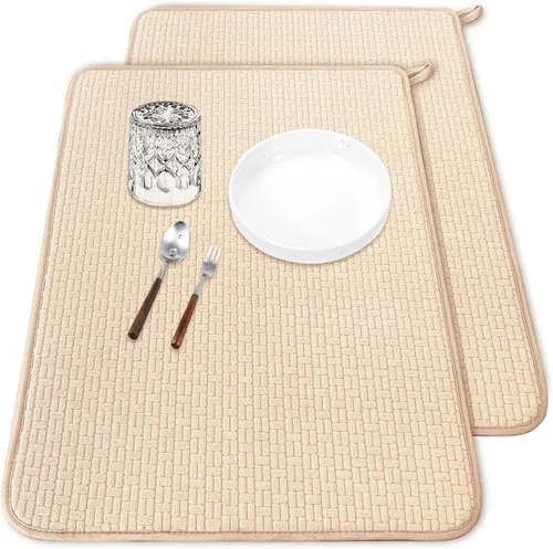 Miniatura 10 de Paquete de 2 alfombrillas de microfibra para secar platos, escurridor de platos absorbente para encimera de cocina, almohadillas de secado de platos