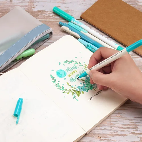 Miniatura 5 de WRITECH Kit de diario, bolígrafos de tinta de gel, resaltadores retráctiles, bolígrafos de punta doble, bolígrafos de punta fina, suministros