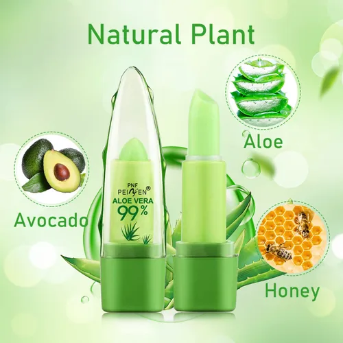 Miniatura 3 de Paquete de 2 lápices labiales de aloe vera, bálsamo labial nutritivo y regordete, bálsamo labial hidratante mágico que cambia de color, brillo