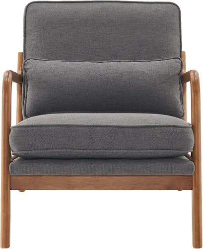Miniatura 2 de Silla decorativa para sala de estar, sillón tapizado moderno de mediados de siglo con almohada, sillón de lectura, cómoda silla decorativa para Gris