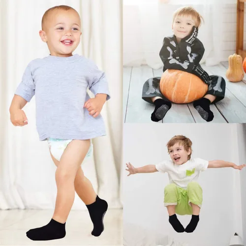 Miniatura 2 de Calcetines para niños pequeños, 12 pares de calcetines antideslizantes para niños y niñas, calcetines de algodón para niños de 1 a 3 años