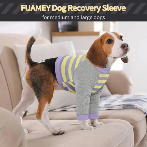 Miniatura 7 de FUAMEY Manga de Recuperación para Perros con Protector de Codo, Camisa para Perros para Evitar que Laman las Articulaciones, Traje de Manga Larga