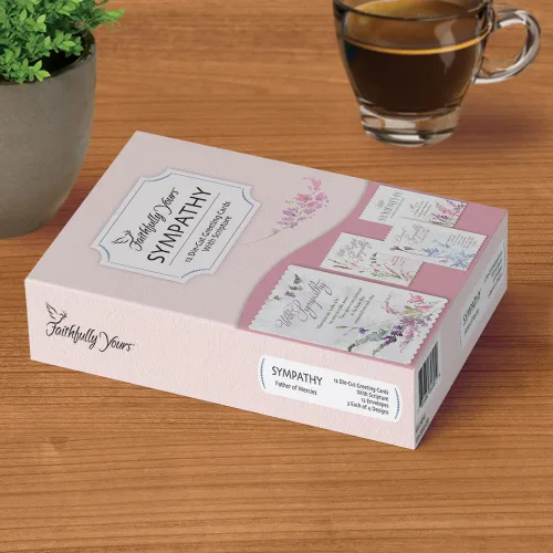Miniatura 2 de Faithfully Yours Designer Greetings - Surtido de tarjetas de condolencias florales en caja, padre de misericordias con versículos bíblicos