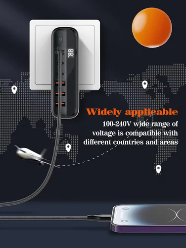Miniatura 3 de GaN 65 W USB C Cargador 3 Puertos Bloque de carga rápida Cargador de Pared Cargador de Pared Adaptador de Viaje Universal UE Reino Unido Adaptador