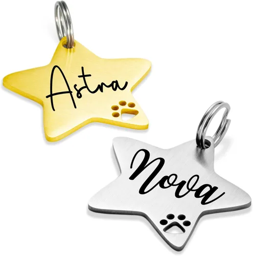 Miniatura 23 de Ultra Joys Placas de Identificación para Perros Personalizadas para Mascotas - Placa de ID Personalizada con Pata Hueca - Placa Grabada para Perros