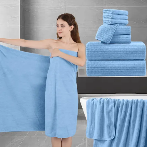 Miniatura 24 de Juego de toallas de baño de 8 piezas 2 toallas de baño grandes de gran tamaño, 2 toallas de mano y 4 paños Juego de toallas de baño ultrasuaves
