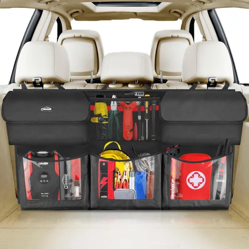 Miniatura 8 de Oasser Organizador de almacenamiento para automóvil, nueva versión, organizador colgante para maletero con 10 bolsas de almacenamiento funcionales