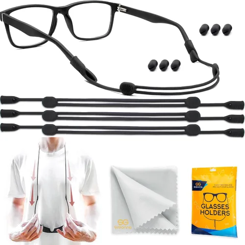 Miniatura 7 de SIGONNA Correa de gafas de sol con cable para hombre, cordón de cristal para mujer, 2 cordones