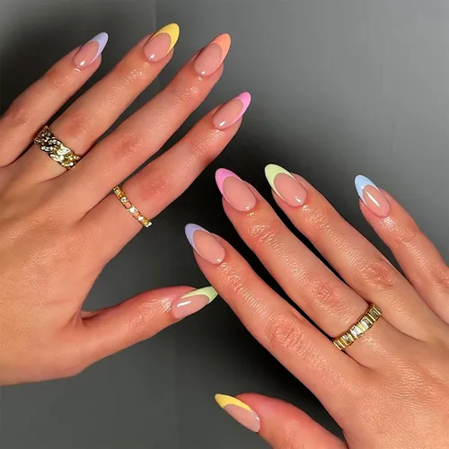Miniatura 14 de Uñas postizas a presión con degradado rojo, almendra, longitud media, purpurina y líneas negras, uñas postizas de cobertura completa, uñas postizas