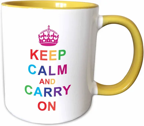 Miniatura 13 de 3dRose (mug_123120_4) Keep calm and continue on. Arcoíris - Taza negra de dos tonos, 11 oz