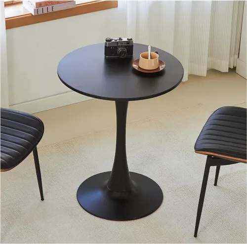 Miniatura 14 de Mesa de comedor redonda, mesa circular de tulipán de 31.5" con tablero engrosado y pedestal de metal, mesa de bistró moderna de mediados de siglo