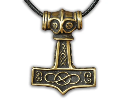 Miniatura 24 de Viking Thors Hammer Necklace Pendant - Vegvisir Aegishjalmur Helm of Awe Raven Huginn Muninn Pendant Necklace Amulet Talisman - Thor Necklace