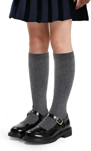 Miniatura 10 de Cotton Day - Pack de 3 pares de calcetines de rodilla alta para niños y niñas, unisex, para uniforme escolar y vestido, punta sin costuras, negro