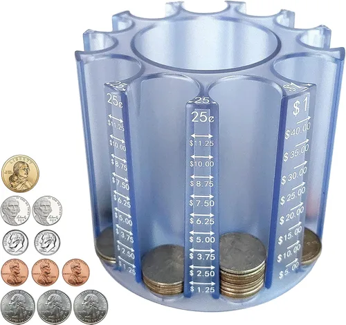 Miniatura 9 de Byteen8 Contador de Monedas Clasificador de Cambio｜Soporte para Bolígrafos y Lápices como Organizador de Escritorio｜Alcancía para Adultos