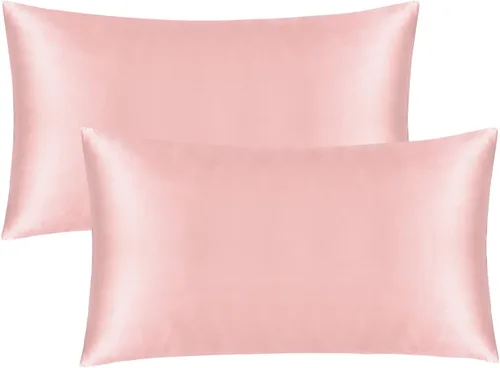 Miniatura 25 de FLXXIE Paquete de 2 fundas de almohada estándar de satén con cremallera para cabello y piel, sedosas y súper suaves (20 x 26 pulgadas), fundas