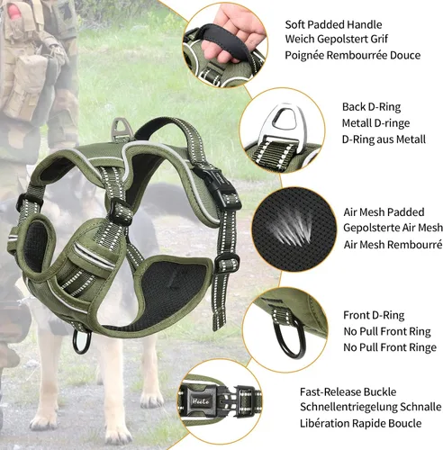 Miniatura 2 de Arnés para Perro HEELE, Arnés para Perros Pequeños, Medianos y Grandes sin Tirones Ajustable Acolchado Reflectante con Asa para Caminar y Entrenar