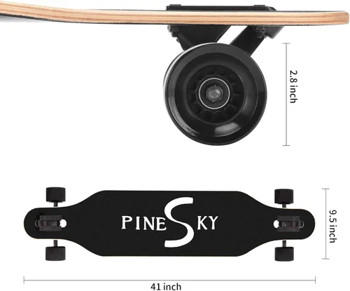 Miniatura 3 de Patineta longboard de 41 pulgadas, 8 capas, de arce natural, patineta completa para andar, cortar, hacer estilo libre y descender colinas con Tigre