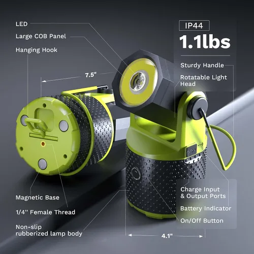 Miniatura 8 de CLAKAP Linterna LED para campamento, linterna recargable de 3000 lúmenes, linterna giratoria de 180°, luz de campamento portátil con cargador