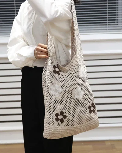 Miniatura 8 de ENBEI Bolsas bohemias, bolsa de punto de hombro, bolsa de mano Y2K estética, bolso de ganchillo lindo para mujeres, regalos hippie