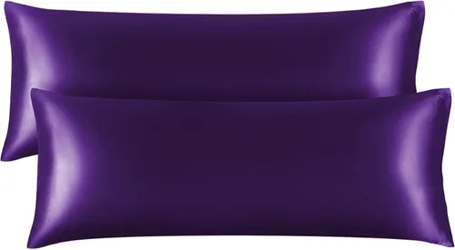 Miniatura 57 de Bedelite Funda de almohada de satén para el cuerpo, súper suave y refrescante, para el cabello y la piel, transpirable, sedosa y larga, 20 x 54 Rosa