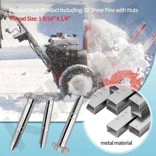 Miniatura 3 de 53200500 Pasadores de corte con tuercas (1-9/16 pulgadas x 1/4 pulgadas) compatibles con Ariens AM123342, 532005, 53200500, 510016, 51001600
